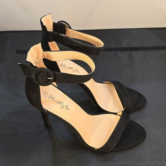 BRAND NEW HERSTYLE CHARMING- ANKLE STRAP ROUNDED BUCKLE OPEN TOE STILETTO HEEL - Picture 12 of 16